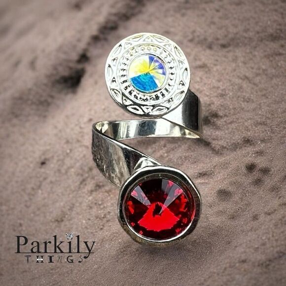 Handcrafted Sparkly Ring Made with Swarovski Crystal Adjustable Fit - Picture 1 of 6